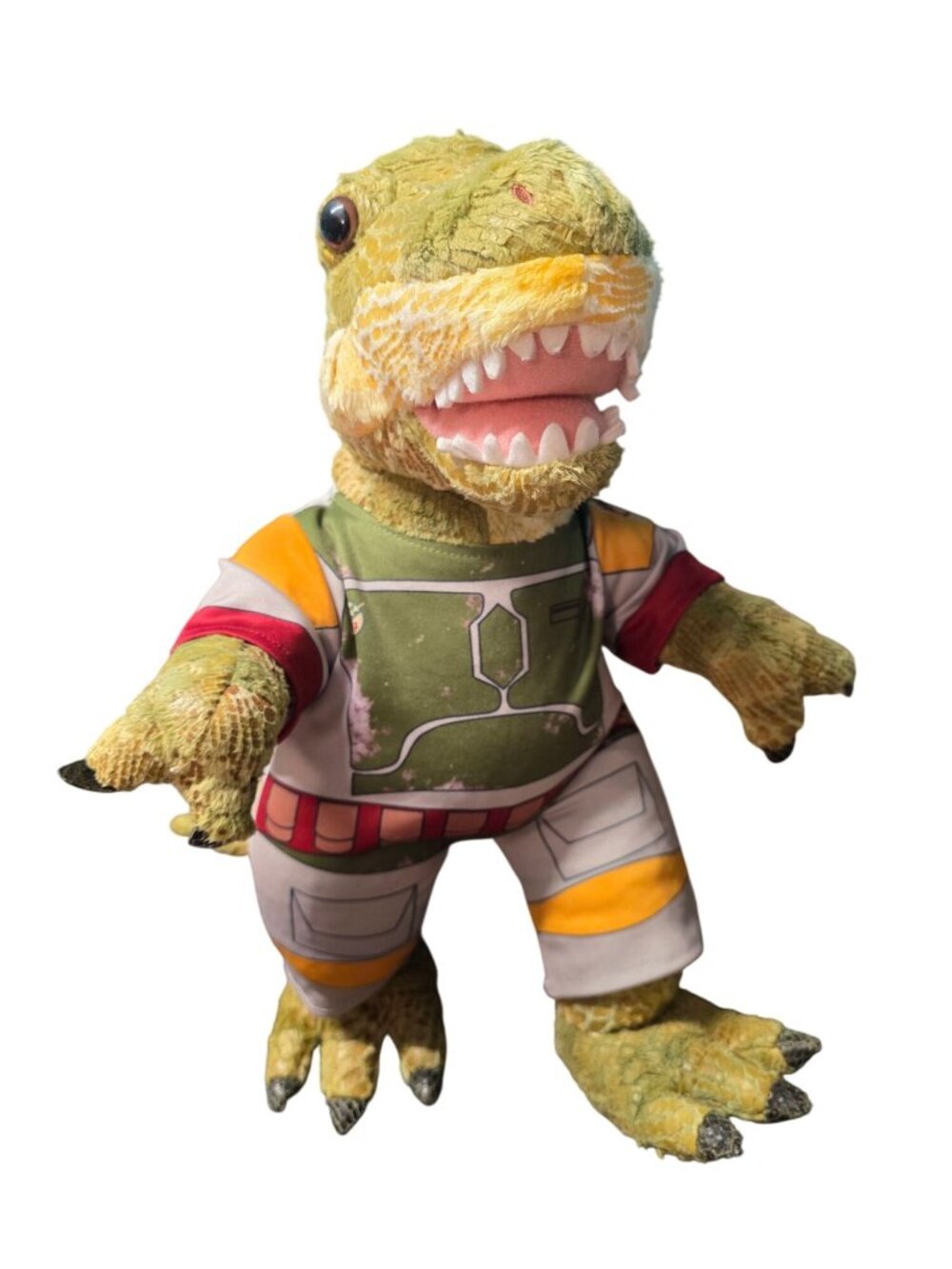 Build-A-Bear Workshop BAB T-Rex Plush dinosaur In a Boba Fett Outfit